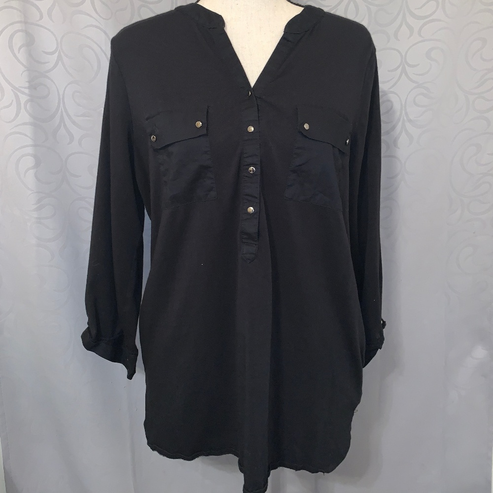 Rafella Quarter Sleeve Black Shirt